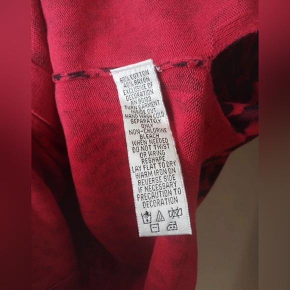 Quacker Factory Red Leopard Print Cardigan XXS Jeweled Trim - Picture 11 of 11